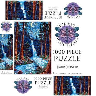 Redwood Starry Night Waterfall - Dakota Daetwiler 1000 Jigsaw Puzzle box 3D Modell