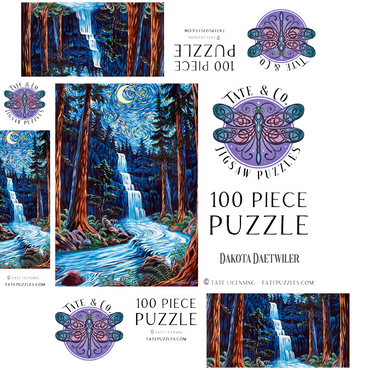 Redwood Starry Night Waterfall - Dakota Daetwiler 100 Jigsaw Puzzle box 3D Modell