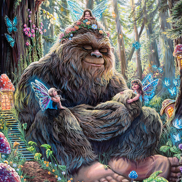 Peaceful Bigfoot Sasquatch with Fairies - Dakota Daetwiler 100 Jigsaw Puzzle 3D Modell