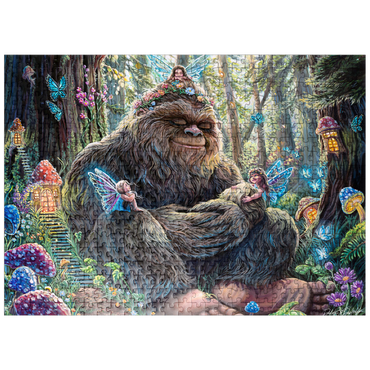 puzzleplate Peaceful Bigfoot Sasquatch with Fairies - Dakota Daetwiler 500 Jigsaw Puzzle
