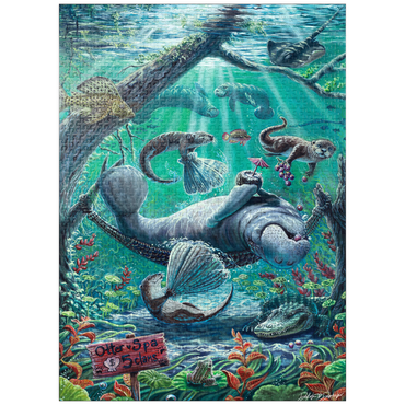 puzzleplate Lazy Day at the Otter Spa w/ Manatees - Dakota Daetwiler 1000 Jigsaw Puzzle