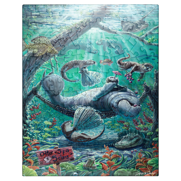 puzzleplate Lazy Day at the Otter Spa w/ Manatees - Dakota Daetwiler 100 Jigsaw Puzzle