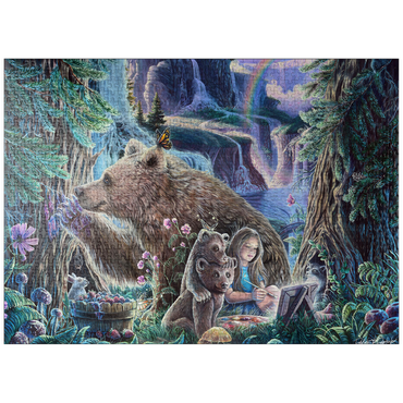 puzzleplate Inner Peace Brown Bears at waterfall - Dakota Daetwiler 1000 Jigsaw Puzzle