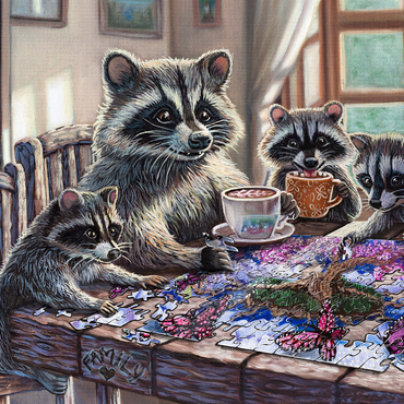 Raccoon family Time - Dakota Daetwiler 1000 Jigsaw Puzzle 3D Modell
