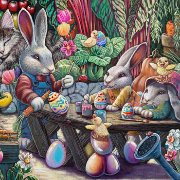 Easter Egg Painting w/ Bunnies kitten ducks - Dakota Daetwiler 1000 Jigsaw Puzzle 3D Modell