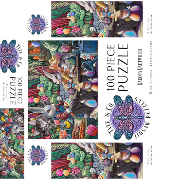 Easter Egg Painting w/ Bunnies kitten ducks - Dakota Daetwiler 100 Jigsaw Puzzle box 3D Modell