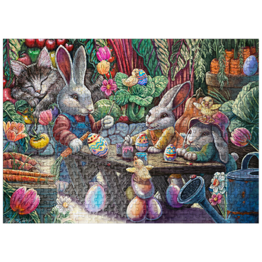 puzzleplate Easter Egg Painting w/ Bunnies kitten ducks - Dakota Daetwiler 500 Jigsaw Puzzle