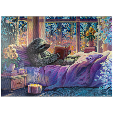 puzzleplate Relaxing Sloth Reading - Dakota Daetwiler 1000 Jigsaw Puzzle