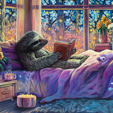 Relaxing Sloth Reading - Dakota Daetwiler 1000 Jigsaw Puzzle 3D Modell