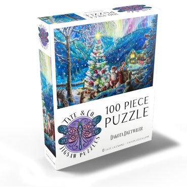 Christmas Tree with Santa & northern lights - Dakota Daetwiler 100 Jigsaw Puzzle box view2