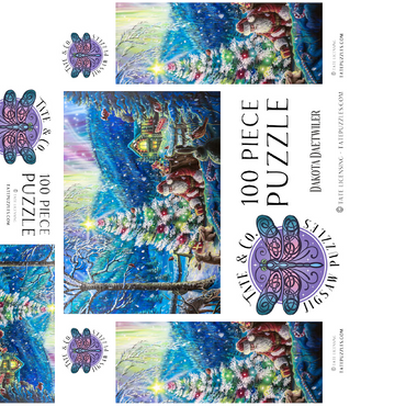 Christmas Tree with Santa & northern lights - Dakota Daetwiler 100 Jigsaw Puzzle box 3D Modell