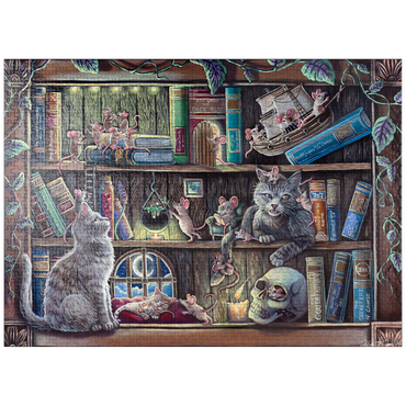 puzzleplate Cat & Mouse Library Bookshelf - Dakota Daetwiler 1000 Jigsaw Puzzle