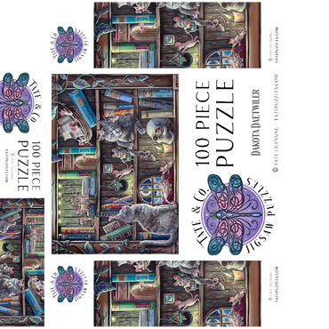 Cat & Mouse Library Bookshelf - Dakota Daetwiler 100 Jigsaw Puzzle box 3D Modell