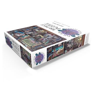 Cat & Mouse Library Bookshelf - Dakota Daetwiler 500 Jigsaw Puzzle box view1