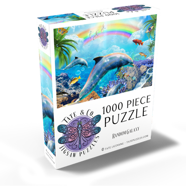 Rainbow Dolphin Exploring the Ocean Skies - Random Galaxy 1000 Jigsaw Puzzle box view2