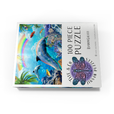 Rainbow Dolphin Exploring the Ocean Skies - Random Galaxy 100 Jigsaw Puzzle box view3
