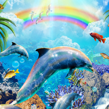 Rainbow Dolphin Exploring the Ocean Skies - Random Galaxy 100 Jigsaw Puzzle 3D Modell