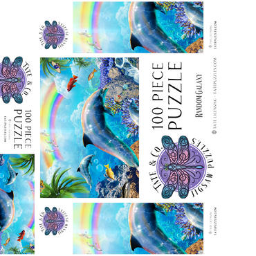 Rainbow Dolphin Exploring the Ocean Skies - Random Galaxy 100 Jigsaw Puzzle box 3D Modell