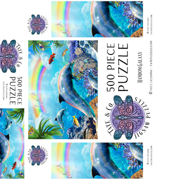 Rainbow Dolphin Exploring the Ocean Skies - Random Galaxy 500 Jigsaw Puzzle box 3D Modell