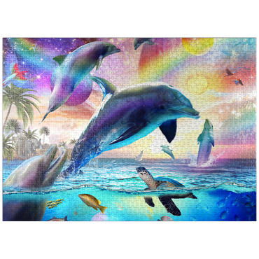 puzzleplate Cosmic Rainbow Dolphin of the Outer Seas - Random Galaxy 1000 Jigsaw Puzzle