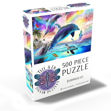 Cosmic Rainbow Dolphin of the Outer Seas - Random Galaxy 500 Jigsaw Puzzle box view2