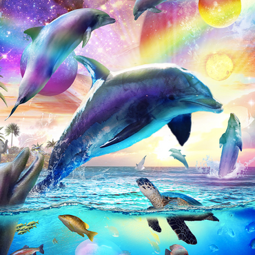 Cosmic Rainbow Dolphin of the Outer Seas - Random Galaxy 500 Jigsaw Puzzle 3D Modell