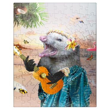 puzzleplate Aloha Opossum Enjoying Hawaiian Vibes - Random Galaxy 100 Jigsaw Puzzle