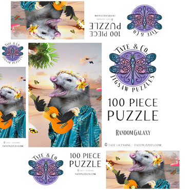 Aloha Opossum Enjoying Hawaiian Vibes - Random Galaxy 100 Jigsaw Puzzle box 3D Modell