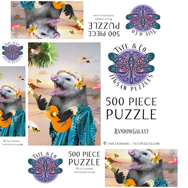 Aloha Opossum Enjoying Hawaiian Vibes - Random Galaxy 500 Jigsaw Puzzle box 3D Modell