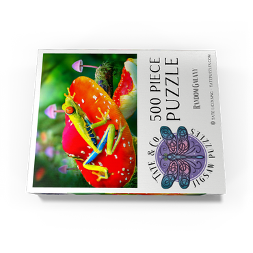Red-Eyed Tree Frog in a Magical Mushroom Forest - Random Galaxy 500 Jigsaw Puzzle box view3