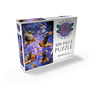 Space Capybara Enjoying a Cosmic Pizza Feast - Random Galaxy 100 Jigsaw Puzzle box view2
