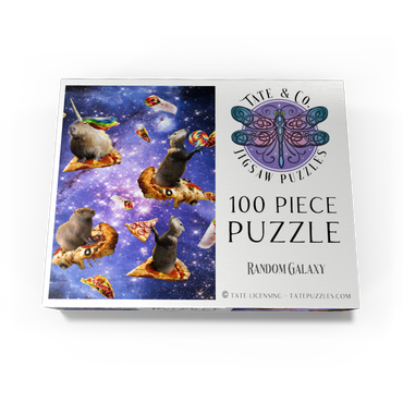 Space Capybara Enjoying a Cosmic Pizza Feast - Random Galaxy 100 Jigsaw Puzzle box view3