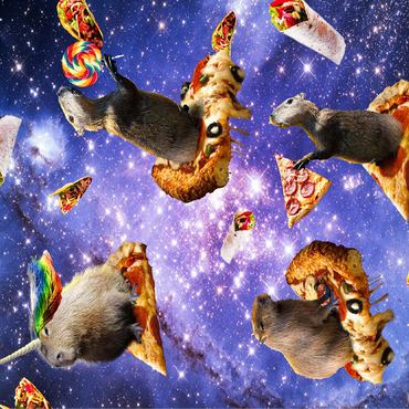 Space Capybara Enjoying a Cosmic Pizza Feast - Random Galaxy 100 Jigsaw Puzzle 3D Modell