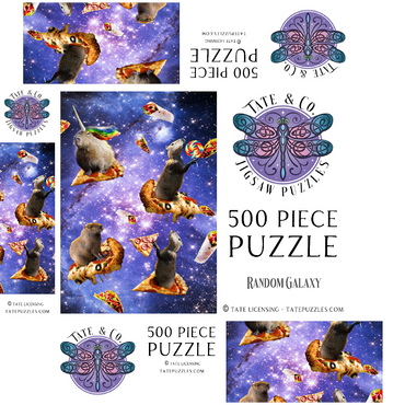 Space Capybara Enjoying a Cosmic Pizza Feast - Random Galaxy 500 Jigsaw Puzzle box 3D Modell