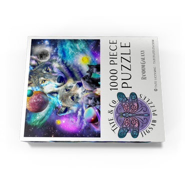 Lone Space Wolf Howling Among the Stars - Random Galaxy 1000 Jigsaw Puzzle box view3