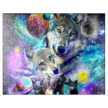 puzzleplate Lone Space Wolf Howling Among the Stars - Random Galaxy 100 Jigsaw Puzzle