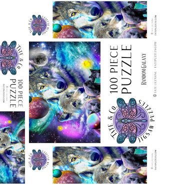 Lone Space Wolf Howling Among the Stars - Random Galaxy 100 Jigsaw Puzzle box 3D Modell