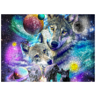 puzzleplate Lone Space Wolf Howling Among the Stars - Random Galaxy 500 Jigsaw Puzzle
