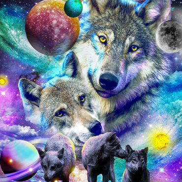 Lone Space Wolf Howling Among the Stars - Random Galaxy 500 Jigsaw Puzzle 3D Modell