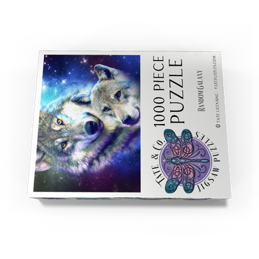 Cosmic Wolf Family Under the Galactic Moon - Random Galaxy 1000 Jigsaw Puzzle box view3