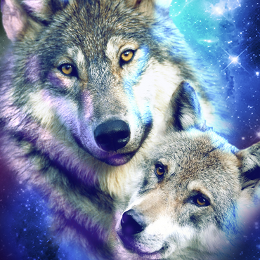 Cosmic Wolf Family Under the Galactic Moon - Random Galaxy 1000 Jigsaw Puzzle 3D Modell