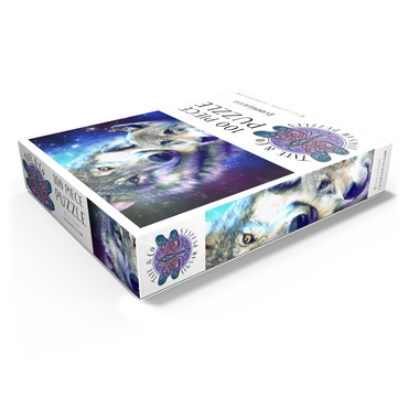 Cosmic Wolf Family Under the Galactic Moon - Random Galaxy 100 Jigsaw Puzzle box view1