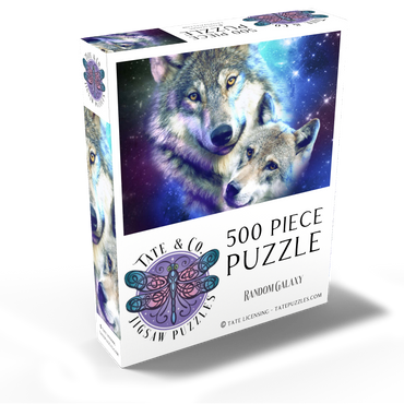 Cosmic Wolf Family Under the Galactic Moon - Random Galaxy 500 Jigsaw Puzzle box view2