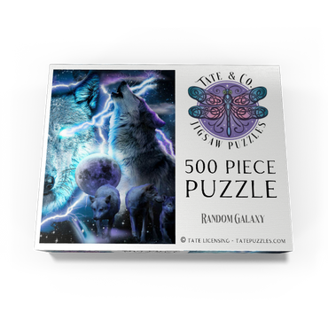 Lightning Wolf Howling Beneath the Moon - Random Galaxy 500 Jigsaw Puzzle box view3