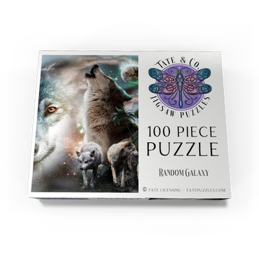 Cosmic Howling Wolf in a Lunar Storm - Random Galaxy 100 Jigsaw Puzzle box view3