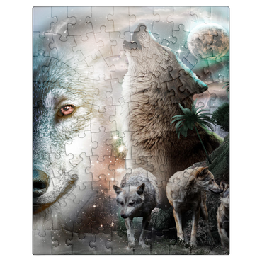 puzzleplate Cosmic Howling Wolf in a Lunar Storm - Random Galaxy 100 Jigsaw Puzzle