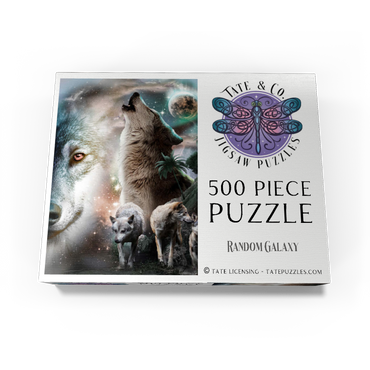 Cosmic Howling Wolf in a Lunar Storm - Random Galaxy 500 Jigsaw Puzzle box view3