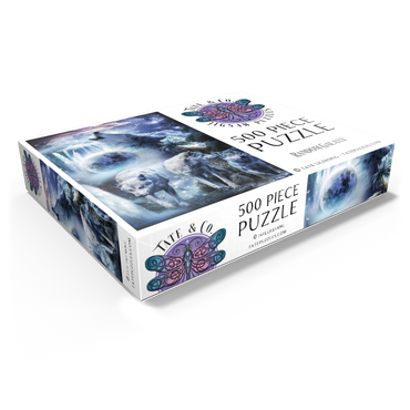 Waterfall Wolf Howling Beside the Moonlight Falls - Random Galaxy 500 Jigsaw Puzzle box view1