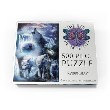 Waterfall Wolf Howling Beside the Moonlight Falls - Random Galaxy 500 Jigsaw Puzzle box view3