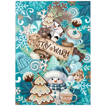 puzzleplate Sweet Snowman Christmas Stack - Sheena Pike 1000 Jigsaw Puzzle